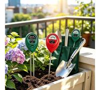 Shein Juego de probador de suelo multifunción de pH, luz y humedad, herramientas de jardinería, adecuado para decoración de jardín al aire libre, macetas de