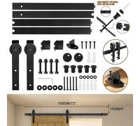 Shein Juego de puertas correderas estilo granero de acero al carbono con herrajes y rieles para armarios, 183 cm (6 pies), apto para puertas de madera de un