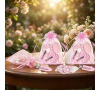 Shein Juego de regalo de espejo de rosa de 30/18/6 piezas, que incluye un espejo con forma de rosa, una cinta para el cabello de satén rosa con una bolsa de