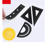 Shein Juego de reglas de geometría de metal con estuche de almacenamiento, kit de herramientas de dibujo y diseño multifuncional, regla recta, transportador