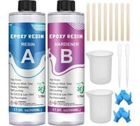 Shein Juego de resina epoxi para principiantes 1000 ml, juego de fundición de resina epoxi transparente con formas de resina epoxi, accesorios de resina epo