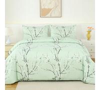 Shein Juego de ropa de cama con estampado floral de color verde salvia suave - Mejor juego de ropa de cama de lujo de 2/3 piezas - Incluye 1 funda nórdica y
