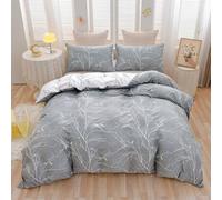 Shein Juego de ropa de cama de 3 piezas de microfibra ultrasuave y ligera, con estampado floral botánico de doble cara. El conjunto incluye 1 funda nórdica