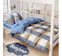 Shein Juego de ropa de cama de 4 piezas, con patrones florales, a rayas y a cuadros, juego reversible de funda nórdica y fundas de almohada para dormitorio