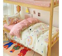 Shein Juego de ropa de cama de 4 piezas, con patrones florales, a rayas y a cuadros, juego reversible de funda nórdica y fundas de almohada para dormitorio