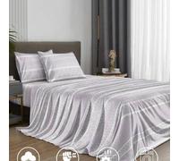 Shein Juego de sábanas de 4 piezas/set con diseño geométrico de rayas en estilo bohemio gris. Juego de ropa de cama de microfibra suave y de fácil cuidado q