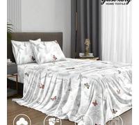Shein Juego de sábanas de 4 piezas/set con patrón de mariposa de línea blanca, juego de ropa de cama de microfibra suave y de fácil cuidado (1 sábana plana