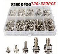 Shein Juego de surtido de 120 piezas/320 piezas de tornillos y tuercas de acero inoxidable de primera calidad - Resistente a la corrosión, tuercas de ajuste