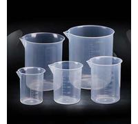 Shein Juego de tazas medidoras graduadas de 50ml + 150ml + 200ml + 300ml + 500ml, de plástico transparente de alta calidad con pico vertedor, herramienta de