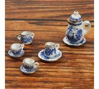 Shein Juego de té de 15 piezas de porcelana blanca vintage - Incluye tetera, taza, plato, artículos de vajilla, muebles y decoración de modelo de casa - Ele