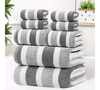 Shein Juego de toallas de baño de doble raya, de grado de hotel de 5 estrellas, súper absorbentes y suaves, de secado rápido, muy absorbentes y ligeras, ade