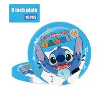 Shein Juego de vajilla desechable con tema de Stitch para fiesta de 10,50 piezas [Platos de papel de 7 pulgadas, Platos de papel de 9 pulgadas, Servilletas]