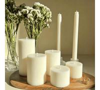 Shein Juego de velas aromáticas cilíndricas con engranajes en paquete múltiple, velas decorativas de cera de soja premium, adornos para el hogar, mesa de co