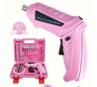 Shein Juego inalámbrico recargable de destornillador eléctrico - Kit de herramienta rotativa, incluye mini taladro eléctrico multifunción, luz LED y estuche