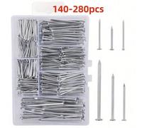 Shein Juego surtido de 140-280 piezas de clavos de ferretería, que incluye clavos para colgar cuadros, clavos para madera, clavos para pared con caja de alm