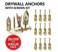 Shein Kit de 20/200 piezas de anclajes autoperforantes para paneles de yeso con tornillos, anclaje multifuncional para paneles de yeso con tornillos para lá