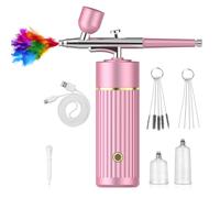 Shein Kit de aerógrafo con compresor, aerógrafo portátil automático de mano, aguja de 0,35 mm, presión de aire de 34 psi, compresor recargable, adecuado par