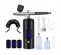 Shein Kit de aerógrafo LCD, incluye compresor de aire, pistola de aerógrafo inalámbrica de 3 velocidades con manguera, aerógrafo portátil de 38PSI adecuado