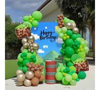 Shein Kit de arco de globos para fiesta de cumpleaños de videojuegos - Globos de película de poliéster dorados, verdes, marrones, cúbicos y con espadas de c