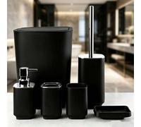 Shein Kit de baño, juego de accesorios de baño, juego de artículos de tocador cuadrados galvanizados, que incluye cepillo de inodoro, papelera, portacepillo