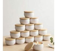 Shein Kit de fabricación de velas de 52 piezas, incluye 8 frascos de cerámica blanca con tapas de madera, juego completo de velas de aromaterapia DIY, adecu