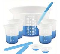 Shein Kit de herramientas para hacer moldes de silicona con vasos medidores, vasos mezcladores y agitadores para resina epoxi y cristal, incluye vasos de di