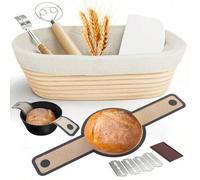Shein Kit de iniciador de masa madre, suministros para hornear pan de masa madre, set de cesta de fermentación ovalada de 10 pulgadas, herramientas para hor