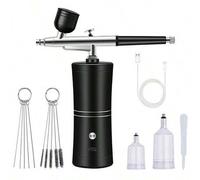 Shein Kit de mini aerógrafo de 0,3 mm con compresor de aire, pistola de pulverización de pintura de aerógrafo para arte de uñas, tatuajes, manualidades, pas
