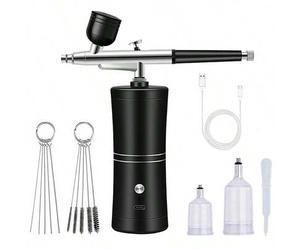 Shein Kit de mini aerógrafo de 0,3 mm con compresor de aire, pistola de pulverización de pintura de aerógrafo para arte de uñas, tatuajes, manualidades, pas