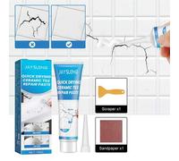 Shein Kit de pasta de reparación de azulejos cerámicos de secado rápido de 100g con raspador y papel de lija, relleno transparente para reparación de grieta