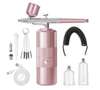 Shein Kit de pistola de pulverización inalámbrica y portátil para arte de uñas con compresor, pistola de pulverización recargable de alta presión de 30 PSI