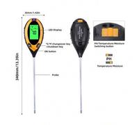 Shein Kit de prueba de suelo digital 4 en 1 con retroiluminación LCD, analizador de suelo digital, medidor de pH del suelo, adecuado para jardinería