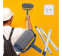 Shein Kit de rodillo de pintura con mangos intercambiables, incluye esponja grande - Apto para pintura de látex y paredes lisas, mangos de acero inoxidable