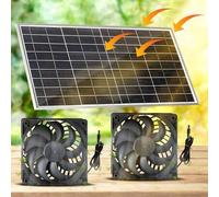 Shein Kit de ventilador con panel solar, panel solar de 10W con 2 ventiladores, ventilador de entrada o salida, adecuado para patio exterior, cobertizo, cas