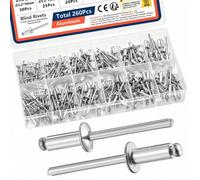 Shein Kit surtido de remaches pop, 12 o 5 medidas SAE de remaches ciegos de aluminio (1/8", 5/32", 3/16"), surtido de remaches ciegos para metales / muebles