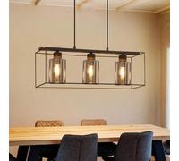 Shein Lámpara colgante de 3 luces, araña de cristal vintage negra, E27, adecuada para sala de estar, comedor, mesa de comedor, cocina, metal, colgante, sin