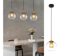 Shein Lámpara colgante de cristal para mesa de comedor, lámpara colgante vintage E27 de 1 llama, lámpara colgante negra con bola de cristal para comedor, sa