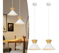 Shein Lámpara colgante moderna para comedor: 2 lámparas de mesa de comedor blancas E27, lámpara colgante de metal para dormitorio, lámpara colgante retro pa