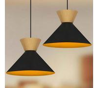 Shein Lámpara colgante moderna para comedor: 2 lámparas de mesa de comedor de metal negro E27, lámpara colgante retro para dormitorio, lámpara colgante de c