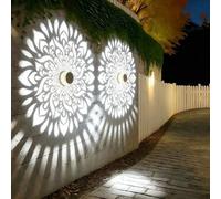 Shein Lámpara de Proyección con Patrón de Mandala Solar, Lámpara de Suelo de Malla de Hierro Forjado, Luz Decorativa para Exterior, Dormitorio, Balcón y Pat
