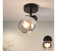 Shein Lámpara de techo moderna de una luz, lámpara de techo negra, lámpara colgante giratoria de 50°, foco de techo gris humo, lámpara de techo de vidrio E1