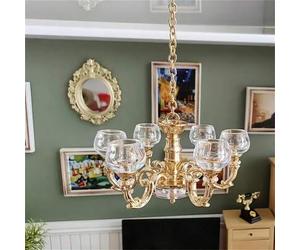 Shein Lámparas colgantes miniatura de estilo retro para casa de muñecas, modelos de lámparas colgantes de metal en dorado, plateado, bronce rojo y bronce ve