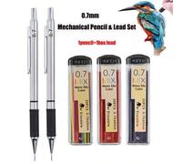 Shein Lápiz mecánico de metal de 0.7mm, con mina de colores de recambio, agarre suave antideslizante, para escuela, oficina, dibujo, bocetos y escritura