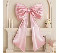 Shein Lazo rosa grande para decoración de habitación, cinta de satén de 105*65cm para decoraciones de cumpleaños, decoración de pared colgante rosa pastel g