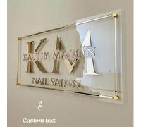 Shein Letrero de acrílico transparente personalizado con letras en oro rosa & dorado, letrero de pared rectangular para decoración de salón, letrero de acrí
