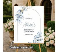 Shein Letrero de Bienvenida Religioso Personalizado, Diseño de Arco Floral con Texto y Fecha Personalizados, Material de PVC para Bautizo, Decoración de Ent