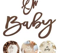 Shein Letrero de fieltro "¡Oh bebé!" - Pancarta de letras "¡Oh bebé!", adecuado para baby shower, fiesta de revelación de género, arco de globos, decoración