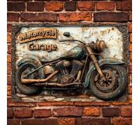 Shein Letrero de metal vintage de garaje de motocicletas - Arte de pared de estilo campestre, adecuado para el hogar, bar, cafetería | Decoración interior/e