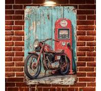 Shein Letrero de metal vintage de motocicleta - 20,32x30,48 cm Arte de pared retro para decoración del hogar, bar, cafetería y garaje Construcción de hierro