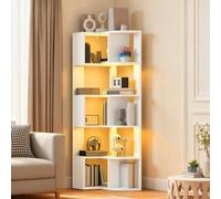 Shein Librería de 4 niveles con puertas y armario, librería independiente con compartimentos abiertos para casa, oficina, salón y dormitorio, blanca, 60 x 3